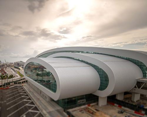 Exterior of NCL passenger terminal at sunset